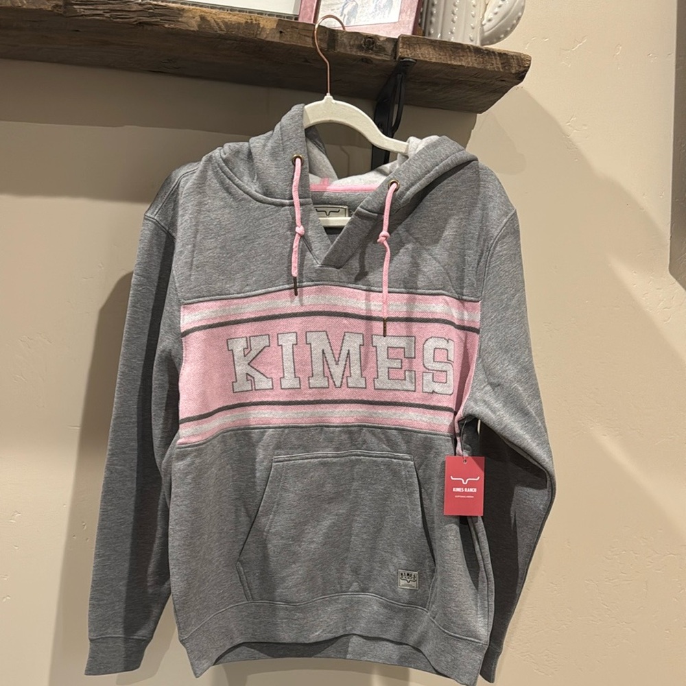 Kimes Ranch Gray Hoodie with Pink Highlights